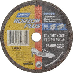 Norton - 3" Ceramic Cutoff Wheel - 1/8" Thick, 3/8" Arbor, 25,465 Max RPM, Use with Die Grinders - Industrial Tool & Supply