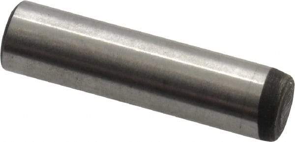 Value Collection - 3/16" Diam x 3/4" Pin Length Alloy Steel Oversized Dowel Pin - C 50-58 Hardness, 7,200 Lb Breaking Strength, 1 Beveled & 1 Rounded End - Industrial Tool & Supply