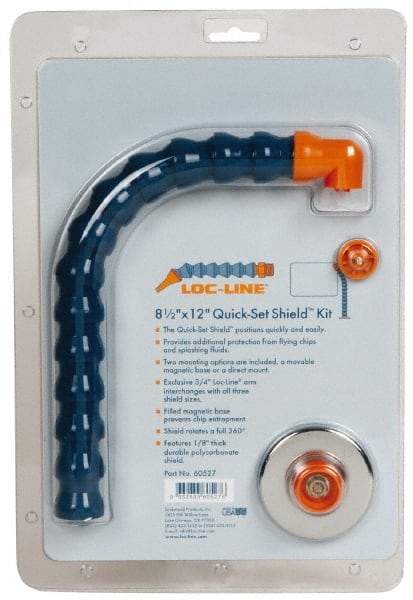 Loc-Line - Polycarbonate Flat Base & Shield - 8-1/2" Wide x 12" Long x 1/8" Thick, 14" Arm Reach, Magnetic/Bracket Base, For General Purpose Use - Industrial Tool & Supply