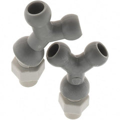 Cedarberg - 1/4" Hose Inside Diam, NPT Thread, Coolant Hose Y-Fitting - 1/8" Thread, Male to Male, for Use with Snap Together Hose System, 2 Pieces - Industrial Tool & Supply