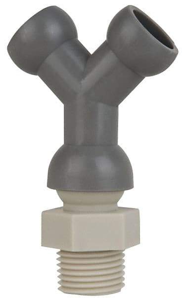 Cedarberg - 1/2" Hose Inside Diam, NPT Thread, Coolant Hose Y-Fitting - 3/8" Thread, Male to Male, for Use with Snap Together Hose System, 2 Pieces - Industrial Tool & Supply