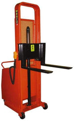Wesco Industrial Products - 1,000 Lb Capacity, 64" Lift Height, Battery Operated Counter Weight Lift - 1" Lowered Height, 13" Load Center, 25" Fork Length, 27" Overall Width - Industrial Tool & Supply