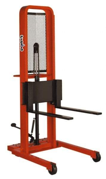 Presto Lifts - 1,000 Lb Capacity, 76" Lift Height, Adjustable Forks Base - Straddle Manually Operated Lift - 3-1/4" Minimum Operating Height - Industrial Tool & Supply