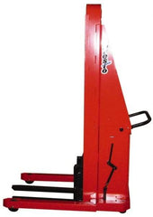 Presto Lifts - 2,000 Lb Capacity, 94" Lift Height, Battery Operated Straddle Stacker - 2-1/2" Lowered Height, 20" Load Center, 30" Fork Length, 38" Overall Width - Industrial Tool & Supply