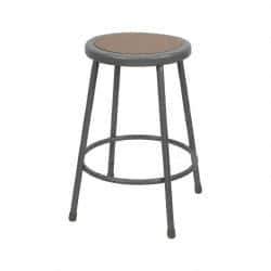 NPS - 24 Inch High, Stationary Fixed Height Stool - Hardboard Seat, Gray and Brown - Industrial Tool & Supply