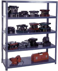 Edsal - 5 Shelf Starter Channel Reinforced Open Steel Shelving - 15,000 Lb Capacity, 48" Wide x 72" High x 24" Deep, Gray - Industrial Tool & Supply