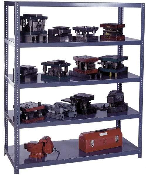 Edsal - 5 Shelf Starter Channel Reinforced Open Steel Shelving - 15,000 Lb Capacity, 36" Wide x 72" High x 18" Deep, Gray - Industrial Tool & Supply