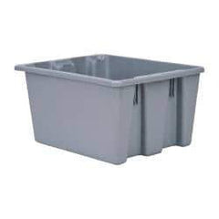 Rubbermaid - 1.3 Cu Ft, 100 Lb Load Capacity Gray Polyethylene Tote Container - Stacking, Nesting, 19-1/2" Long x 15-1/2" Wide x 10" High - Industrial Tool & Supply