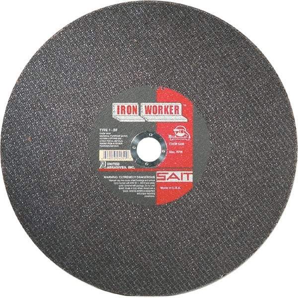 Sait - 16" Aluminum Oxide Cutoff Wheel - 3/32" Thick, 1" Arbor, 3,700 Max RPM, Use with Chop Saws - Industrial Tool & Supply