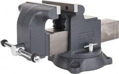 Wilton - 8" Jaw Width x 8" Jaw Opening Capacity, 4" Throat Depth, Bench & Pipe Combination Vise - 3/4 to 3" Pipe Capacity, Swivel Base, Bolt Down Attachment, Ductile Iron - Industrial Tool & Supply