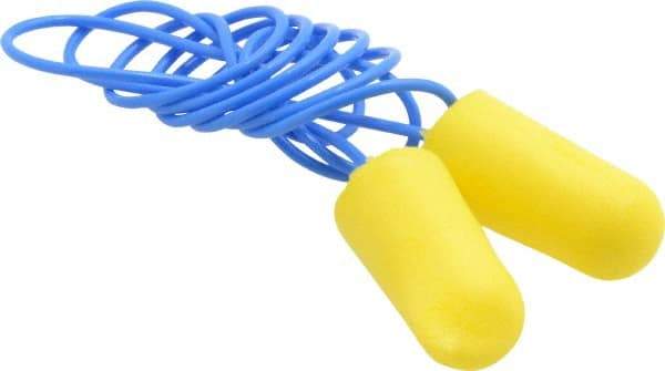 3M - Disposable, Corded, 32 dB Earplugs - Yellow, 200 Pairs - Industrial Tool & Supply