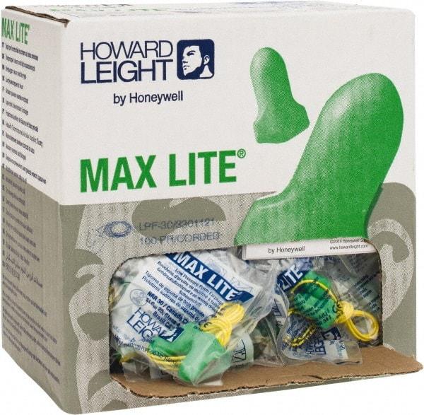 Howard Leight - Disposable, Corded, 30 dB, Contoured and T Shape Earplugs - Green, 100 Pairs - Industrial Tool & Supply