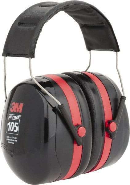 3M - Over the Head Black & Red Earmuffs - 30 NRR Rating - Industrial Tool & Supply