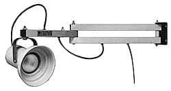 Made in USA - 60 Inch, Pivot Friction, Wall Mounted, Incandescent, Yellow, Dock Light - 100 Watt, 220/240 Volt, Nonmagnifying - Industrial Tool & Supply