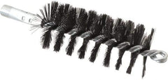 Schaefer Brush - 4-1/2" Brush Length, 2" Diam, Double Stem, Single Spiral Flue Brush - 7-1/2" Long, Tempered Steel Wire, 1/4" NPSM Male Connection - Industrial Tool & Supply