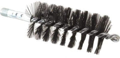 Schaefer Brush - 4-1/2" Brush Length, 2-1/4" Diam, Double Stem, Single Spiral Flue Brush - 7-1/2" Long, Tempered Steel Wire, 1/4" NPSM Male Connection - Industrial Tool & Supply
