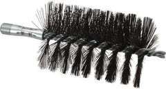 Schaefer Brush - 4-1/2" Brush Length, 3" Diam, Double Stem, Single Spiral Flue Brush - 7-1/2" Long, Tempered Steel Wire, 1/4" NPSM Male Connection - Industrial Tool & Supply