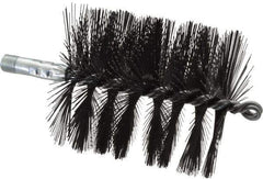 Schaefer Brush - 4-1/2" Brush Length, 4" Diam, Double Stem, Single Spiral Flue Brush - 7-1/2" Long, Tempered Steel Wire, 1/4" NPSM Male Connection - Industrial Tool & Supply