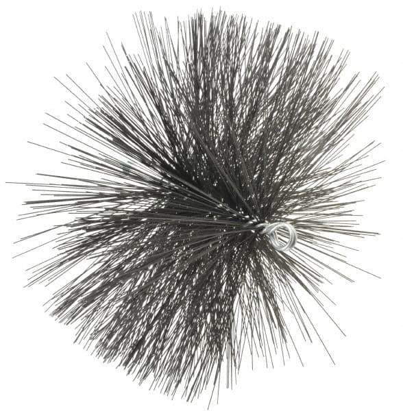 Schaefer Brush - 4-1/2" Brush Length, 12" Diam, Double Stem, Double Spiral Tube Brush - 7-1/2" Long, Tempered Steel Wire, 1/4" NPT Male Connection - Industrial Tool & Supply