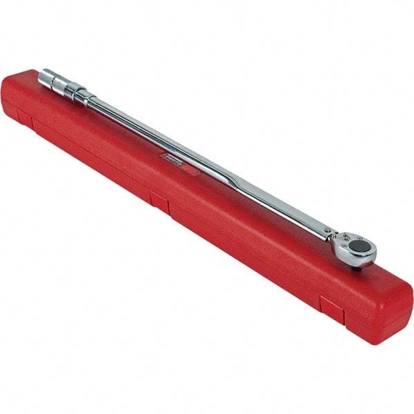 Proto - 3/4" Drive Micrometer Type Ratchet Head Torque Wrench - 142 N/m to 834 N/m Torque, 41-7/16" OAL, 1.7 N/m Graduation, Ratchet Head - Industrial Tool & Supply