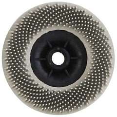 3M - 4-1/2" 120 Grit Ceramic Straight Disc Brush - Fine Grade, Threaded Hole Connector, 3/4" Trim Length, 5/8-11 Threaded Arbor Hole - Industrial Tool & Supply