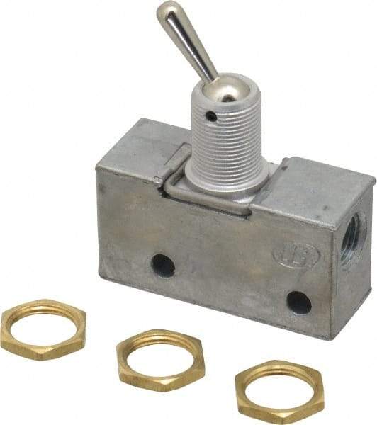 ARO/Ingersoll-Rand - 0.195 CV Rate & 7.5 CFM 3 Way Air Valve - Retained Toggle, Manual Return, 150 Max psi - Industrial Tool & Supply