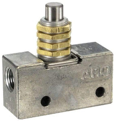 ARO/Ingersoll-Rand - 0.195 CV Rate & 7.5 CFM 3 Way Air Valve - Straight Plunger, Spring Return, 150 Max psi - Industrial Tool & Supply