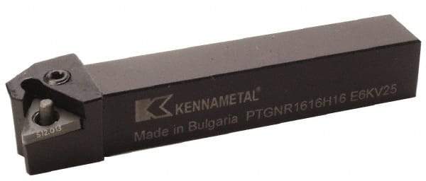Kennametal - PTGN, Right Hand Cut, 0° Lead Angle, 20mm Shank Height x 20mm Shank Width, Negative Rake Indexable Turning Toolholder - 125mm OAL, TN..1604.. Insert Compatibility, Series Kenlever - Industrial Tool & Supply