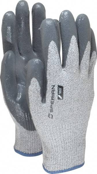Honeywell - Size M (8), ANSI Cut Lvl 4, Abrasion Lvl 4, Nitrile Coated Cut Resistant Gloves - Palm & Fingers Coated, HPPE/Stainless Steel Blend Lining, Knit Wrist, Gray/Gray, Paired - Industrial Tool & Supply