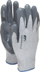 Honeywell - Size M (8), ANSI Cut Lvl 4, Abrasion Lvl 4, Nitrile Coated Cut Resistant Gloves - Palm & Fingers Coated, HPPE/Stainless Steel Blend Lining, Knit Wrist, Gray/Gray, Paired - Industrial Tool & Supply