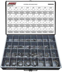 Value Collection - 665 Piece, 1/8 to 2", SpRing Assortment Steel, Snap External Retaining Ring Assortment - Includes Compartmented Case - Industrial Tool & Supply