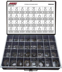 Value Collection - 640 Piece, 1/4 to 2-1/8", SpRing Assortment Steel, Snap Internal Retaining Ring Assortment - Includes Compartmented Case - Industrial Tool & Supply