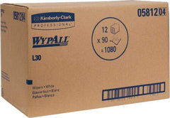 WypAll - L30 1/4 Fold General Purpose Wipes - Poly Pack, 13" x 12-1/2" Sheet Size, White - Industrial Tool & Supply