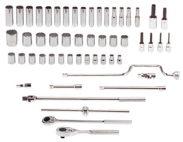 Proto - 54 Piece 1/2" Drive Standard Deep Socket Set - 12 Points, 10 to 32mm, Metric Measurement Standard - Industrial Tool & Supply