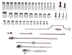 Proto - 54 Piece 1/2" Drive Standard Deep Socket Set - 12 Points, 10 to 32mm, Metric Measurement Standard - Industrial Tool & Supply