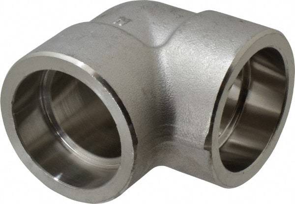 Merit Brass - 1-1/2" Grade 304 Stainless Steel Pipe 90° Elbow - Socket Weld x Socket Weld End Connections, 3,000 psi - Industrial Tool & Supply