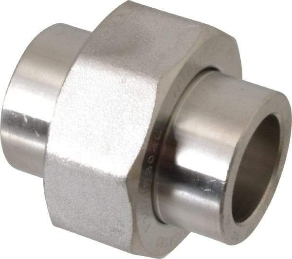 Merit Brass - 1/2" Grade 304 Stainless Steel Pipe Union - Socket Weld x Socket Weld End Connections, 3,000 psi - Industrial Tool & Supply