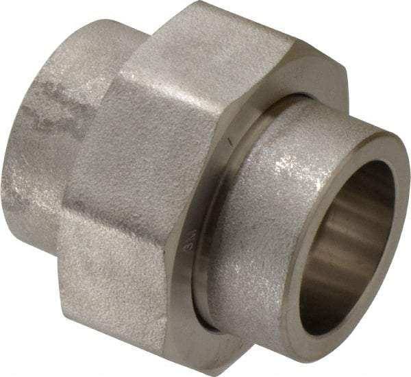 Merit Brass - 1" Grade 304 Stainless Steel Pipe Union - Socket Weld x Socket Weld End Connections, 3,000 psi - Industrial Tool & Supply