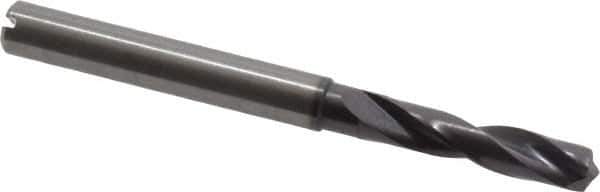 Guhring - 5.3mm 140° Spiral Flute Solid Carbide Screw Machine Drill Bit - FIREX Finish, Right Hand Cut, 28mm Flute Length, 66mm OAL, SU Point, Straight Shank, Through Coolant - Industrial Tool & Supply