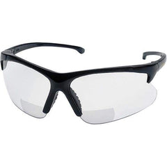 Jackson Safety - +2, Clear Lenses, Scratch Resistant, Framed Magnifying Safety Glasses - UV Protection, Black Plastic Frame - Industrial Tool & Supply
