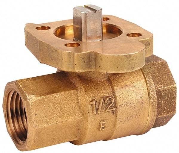 NIBCO - 2" Pipe, Full Port, Bronze Standard Ball Valve - 2 Piece, Inline - One Way Flow, FNPT x FNPT Ends, ISO Actuation Mount Handle, 600 WOG, 200 WSP - Industrial Tool & Supply