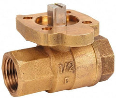 NIBCO - 1-1/2" Pipe, Full Port, Bronze Standard Ball Valve - 2 Piece, Inline - One Way Flow, FNPT x FNPT Ends, ISO Actuation Mount Handle, 600 WOG, 200 WSP - Industrial Tool & Supply