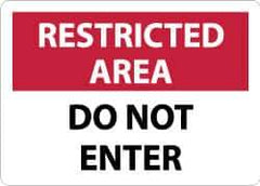 NMC - "Restricted Area - Do Not Enter", 10" Long x 14" Wide, Aluminum Safety Sign - Rectangle, 0.04" Thick, Use for Security & Admittance - Industrial Tool & Supply