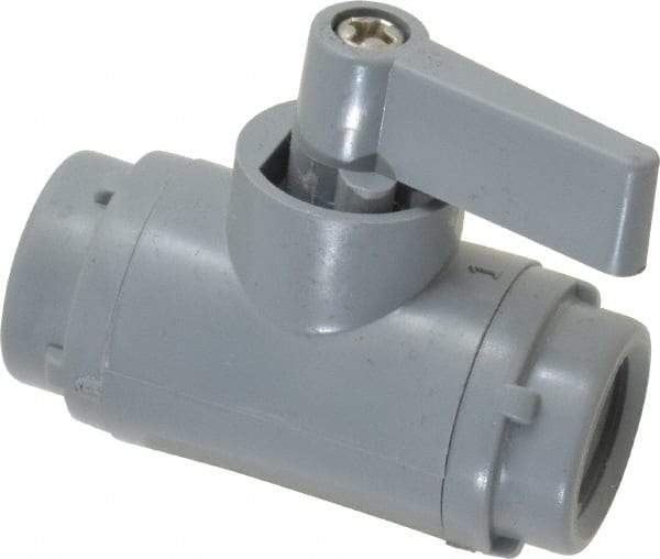 Specialty Mfr - 1/4" Pipe, PVC Standard Ball Valve - Inline - Two Way Flow, FNPT x FNPT Ends, Wedge Handle, 125 WOG - Industrial Tool & Supply