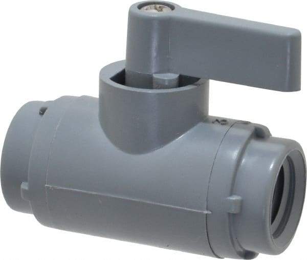 Specialty Mfr - 1/4" Pipe, PVC Standard Ball Valve - Inline - Two Way Flow, FNPT x FNPT Ends, Wedge Handle, 125 WOG - Industrial Tool & Supply