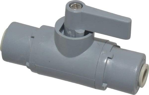 Specialty Mfr - 1/4" Pipe, PVC Standard Ball Valve - Inline - Two Way Flow, Push-to-Connect x Push-to-Connect Ends, Wedge Handle, 125 WOG - Industrial Tool & Supply