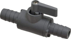 Specialty Mfr - 1/2" Pipe, PVC Standard Ball Valve - Inline - Two Way Flow, Barbed x Barbed Ends, Wedge Handle, 125 WOG - Industrial Tool & Supply