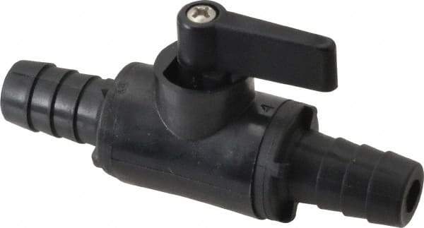 Specialty Mfr - 1/2" Pipe, Nylon Standard Ball Valve - Inline - Two Way Flow, Barbed x Barbed Ends, Wedge Handle, 125 WOG - Industrial Tool & Supply