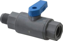 Specialty Mfr - 1/4" Pipe, PVC Standard Ball Valve - Inline - One Way Flow, MNPT x FNPT Ends, Wedge Handle, 125 WOG - Industrial Tool & Supply