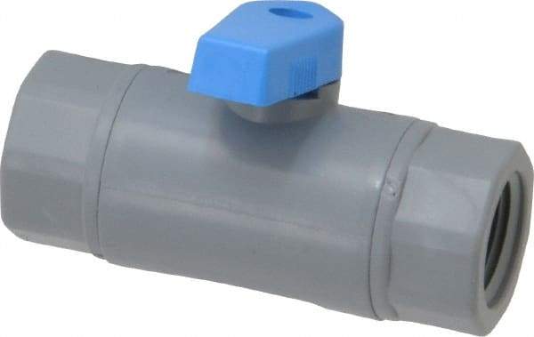 Specialty Mfr - 3/8" Pipe, PVC Standard Ball Valve - Inline - One Way Flow, FNPT x FNPT Ends, Wedge Handle, 125 WOG - Industrial Tool & Supply